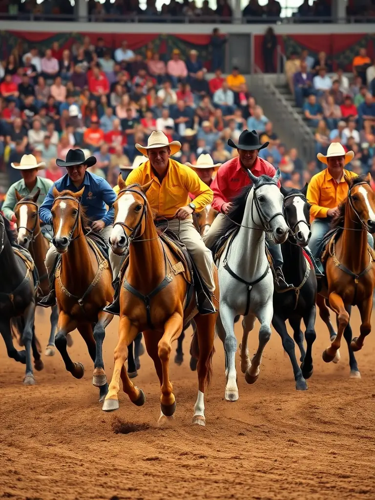 A group of riders participating in a friendly competition at EQUI CLUB SAINT FLOUR VOLZAC, highlighting the opportunity for skill enhancement and competitive spirit.