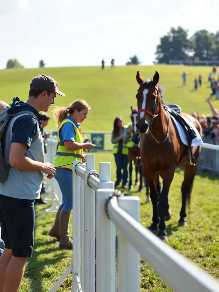 Volunteers assisting with an equestrian event at EQUI CLUB SAINT FLOUR VOLZAC, emphasizing the sense of community and shared purpose.